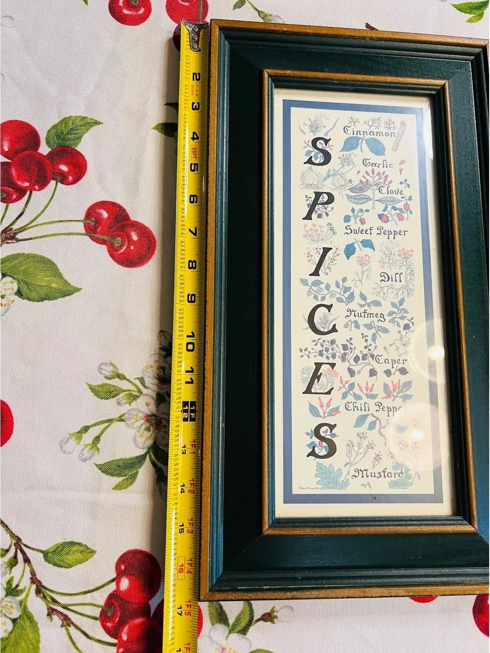 Vintage Framed Spices and Vegetables Botanical Prints Set of 2, 9x16.5 Inches